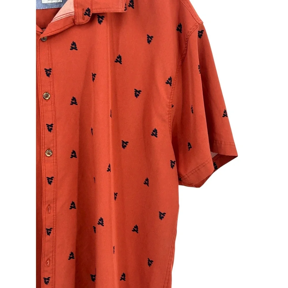 Tallwoods Mens 3X Rust‎ Orange All Over Campfire Print Short Sleeve Shirt